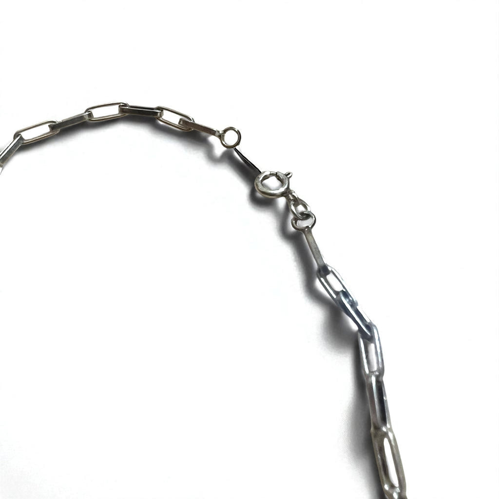 Collana vintage con turchese bianco, gioielli indiani, turchese bianco, collana a catena Hopi, argento Sterling, punzone con marchio M