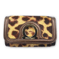 Salvatore Ferragamo Portachiavi a 6 ganci in cavallino con stampa leopardata, marrone, modello AQ-221787, made in Italy