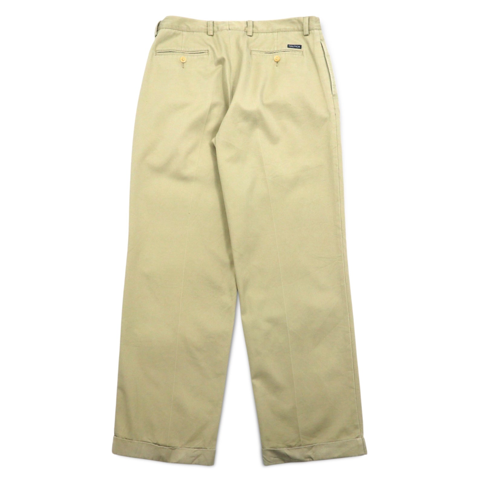 NAUTICA Pantaloni Chino Ampi con Pinces L Beige CLASSIC FIT Cotone RIGGER