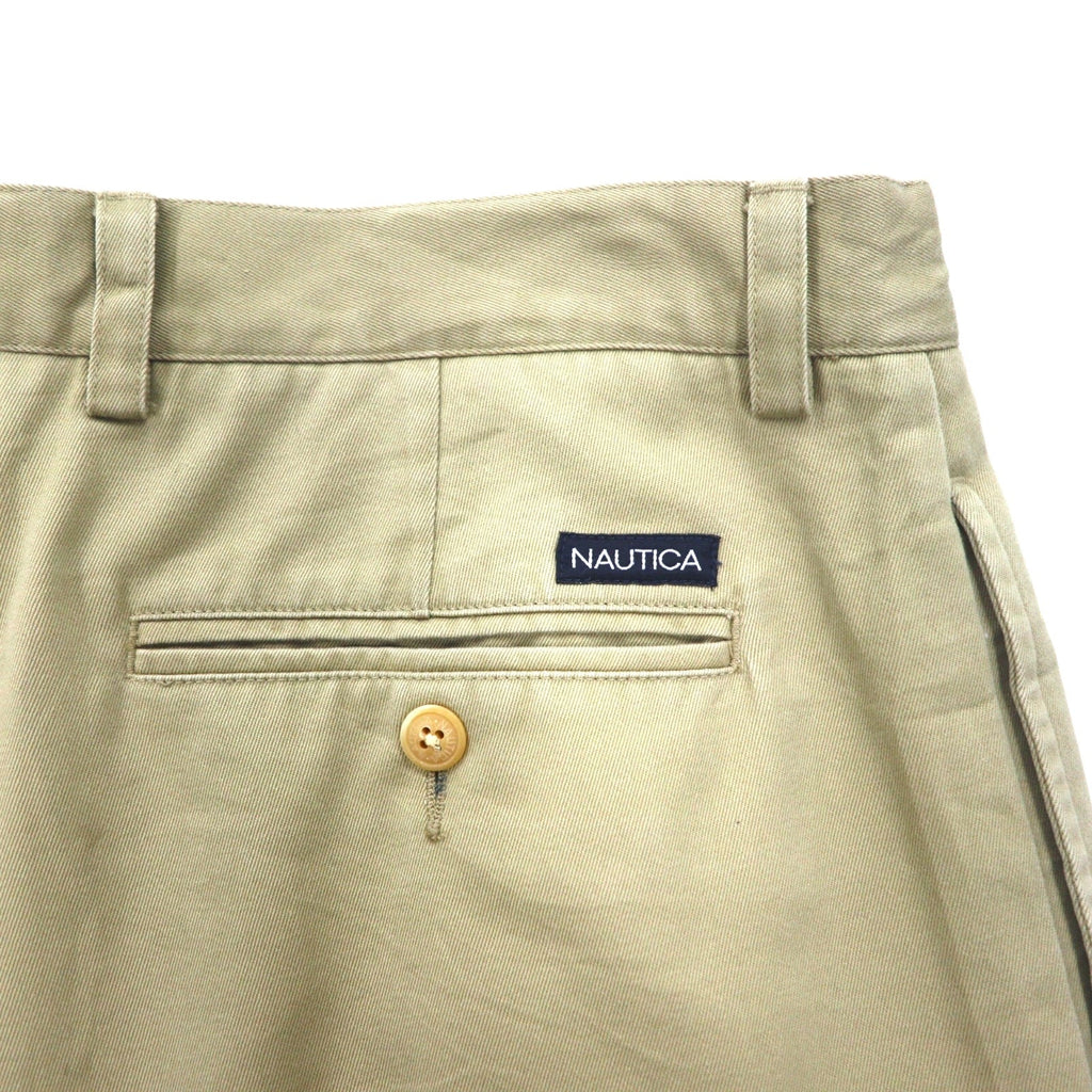 NAUTICA Pantaloni Chino Ampi con Pinces L Beige CLASSIC FIT Cotone RIGGER
