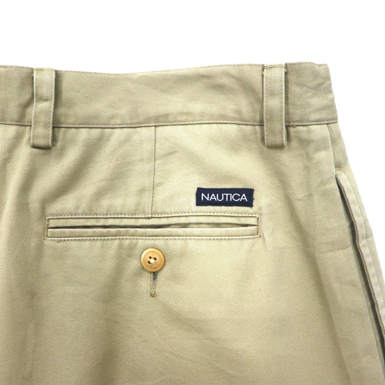 NAUTICA Pantaloni Chino Ampi con Pinces L Beige CLASSIC FIT Cotone RIGGER