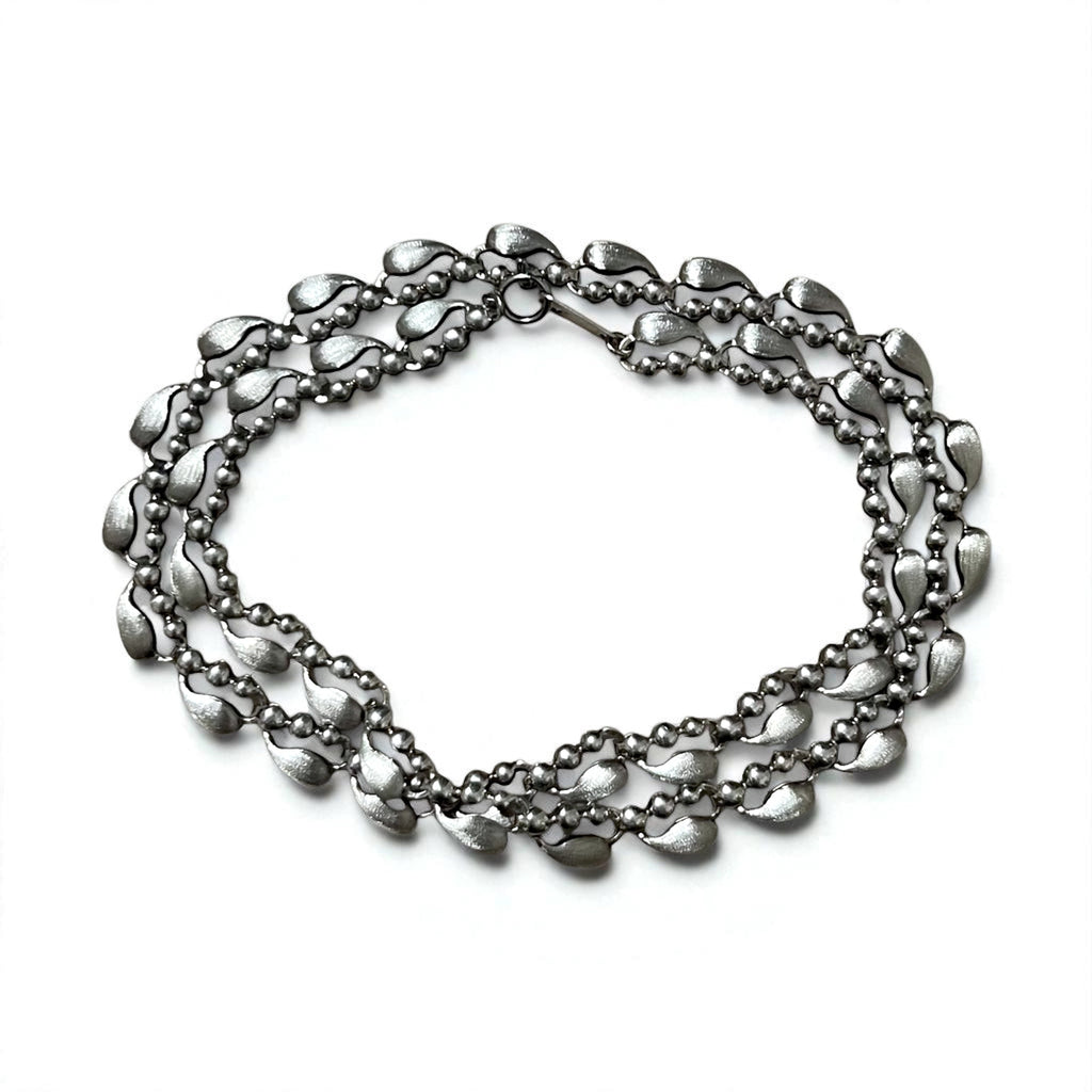 Vintage Silver Necklace ティアドロップ 2WAY ネックレス 2連 ブレスレット PT100 SV シルバー プラチナ
