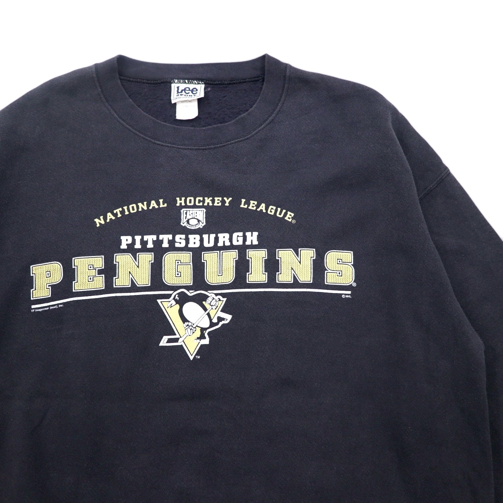 Lee SPORT Anni '90 NHL Felpa College XL Nero Cotone PITTSBURGH PENGUINS Made in Mexico