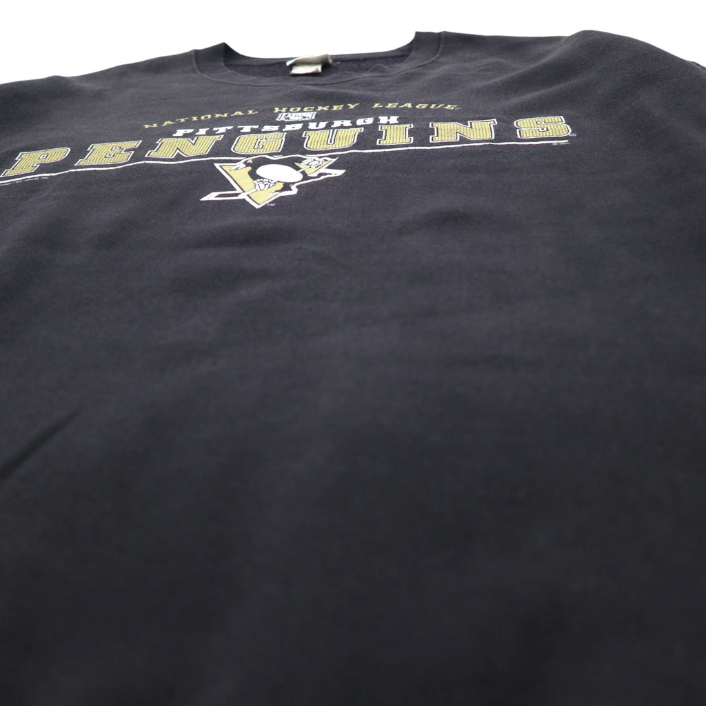 Lee SPORT Anni '90 NHL Felpa College XL Nero Cotone PITTSBURGH PENGUINS Made in Mexico