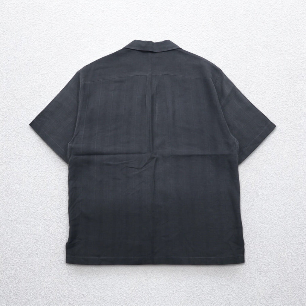 Tommy Bahama 半袖 オープンカラーシャツ 開襟 シルクシャツ M グレー シャドーチェック
