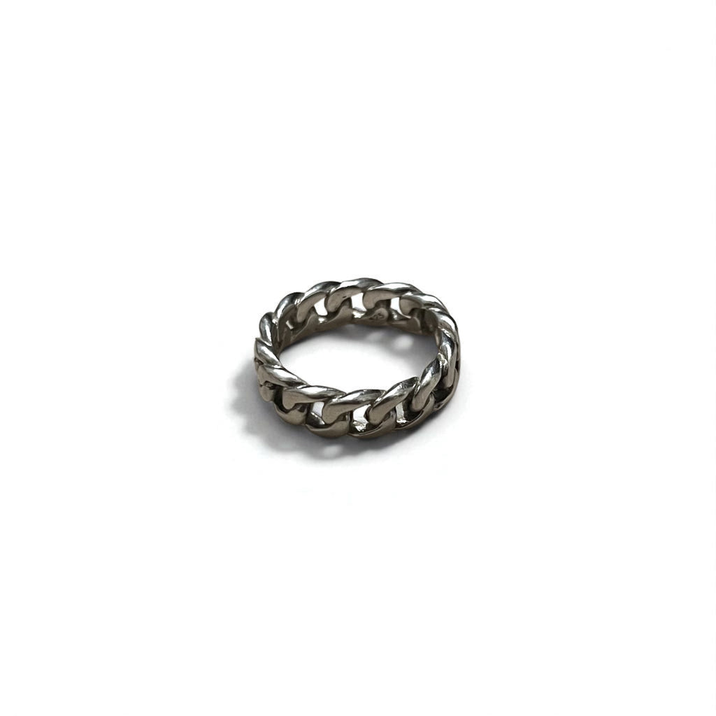 Anello vintage a catena in argento 925, maglia a catena, taglia 14