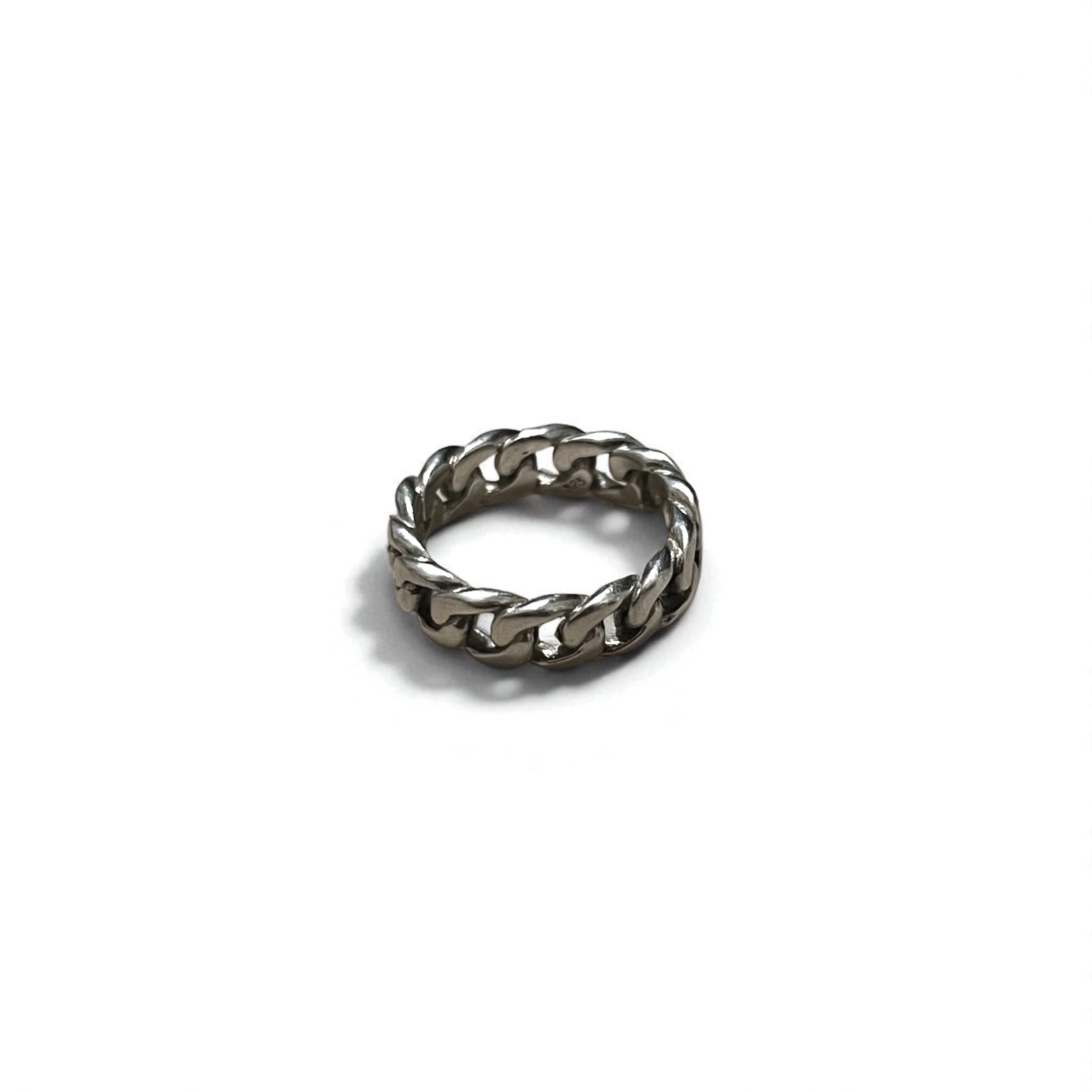 Anello vintage a catena in argento 925, maglia a catena, taglia 14