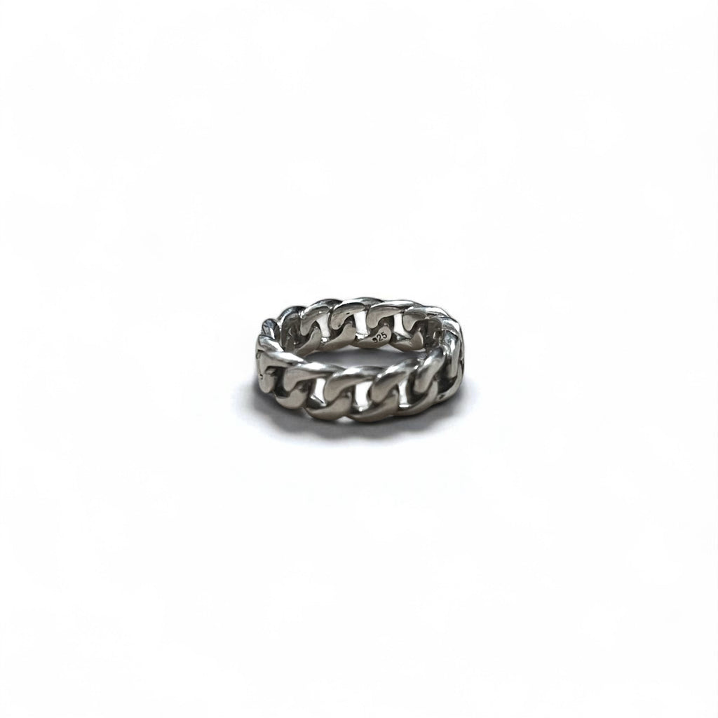 Anello vintage a catena in argento 925, maglia a catena, taglia 14