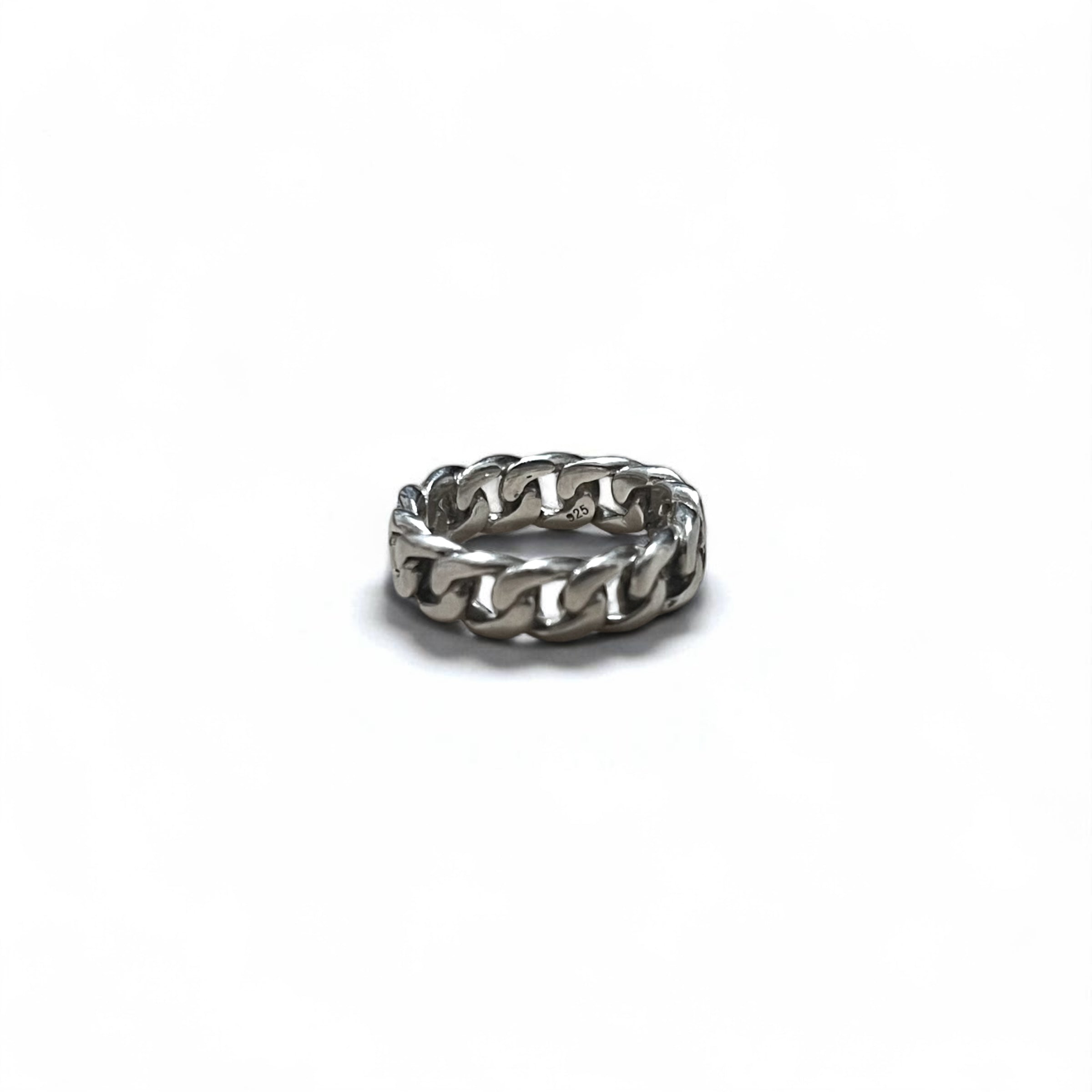 Anello vintage a catena in argento 925, maglia a catena, taglia 14