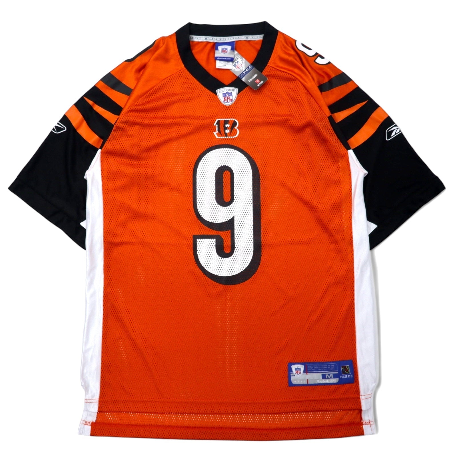 Reebok Maglia da gioco M Arancione Nylon Mesh NFL Bengals Numerazione PALMER Articolo nuovo