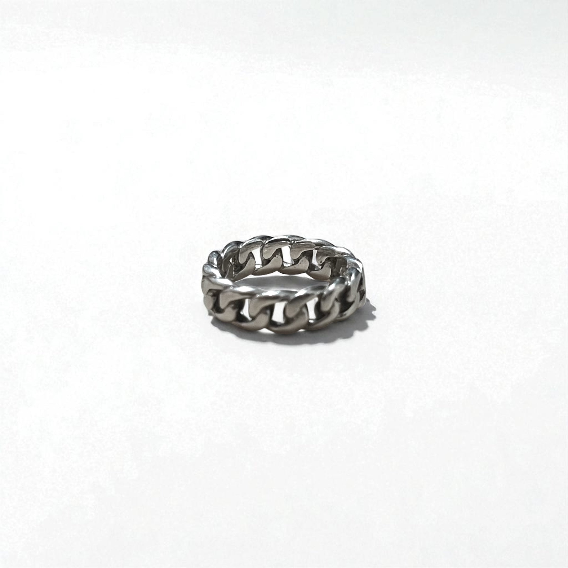 Anello vintage a catena in argento 925, maglia a catena, taglia 14