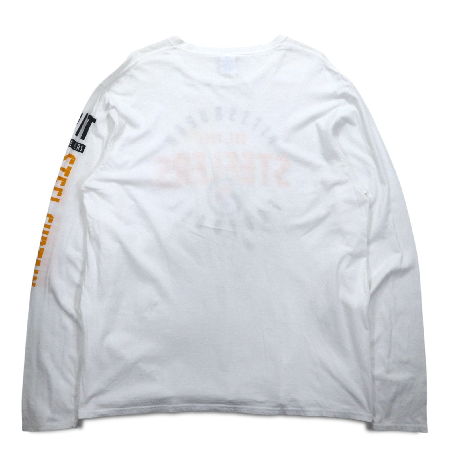 T-shirt a manica lunga Majestic, taglia XL, colore bianco, stampa sulle maniche, NFL PITTSBURGH STEELERS, fabbricata in Honduras