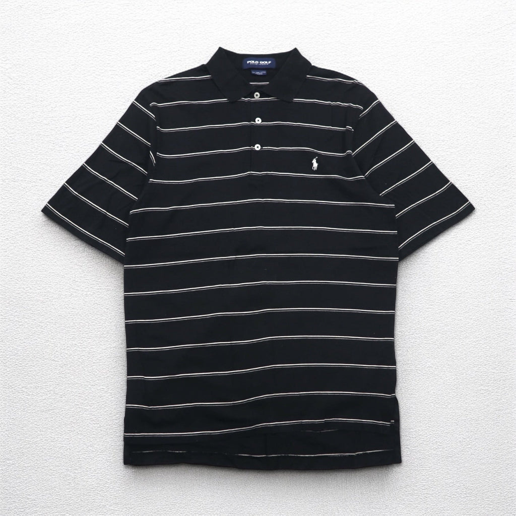 POLO GOLF RALPH LAUREN Polo in cotone Pima M Nero Righe Ricamo piccolo pony Perù