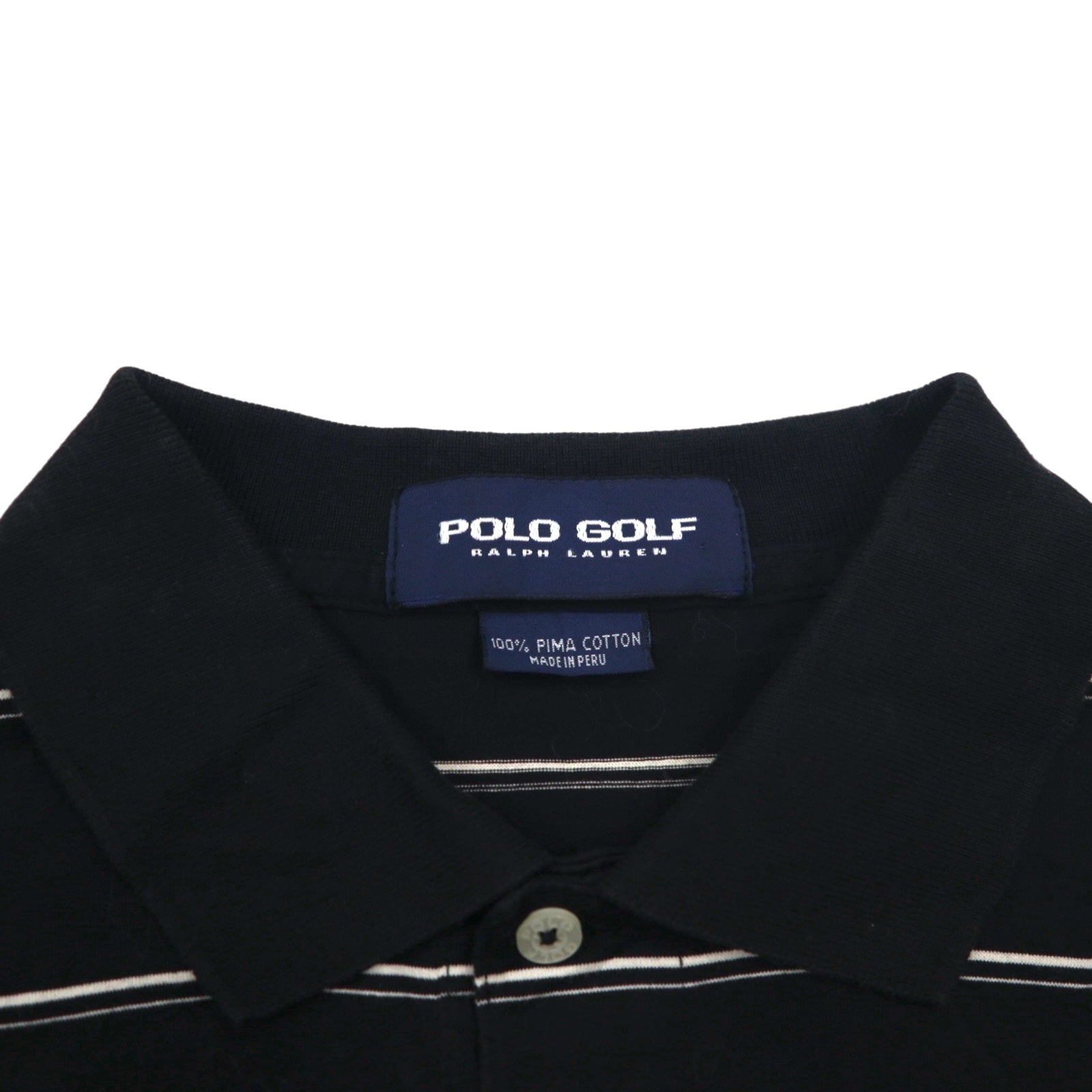 POLO GOLF RALPH LAUREN Polo in cotone Pima M Nero Righe Ricamo piccolo pony Perù