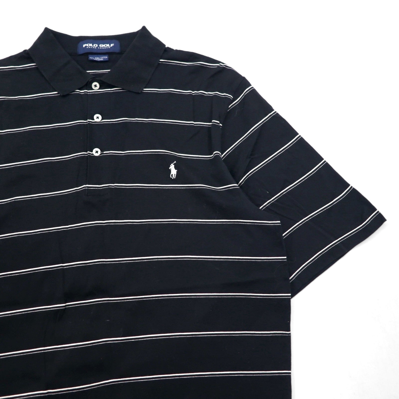 POLO GOLF RALPH LAUREN Polo in cotone Pima M Nero Righe Ricamo piccolo pony Perù