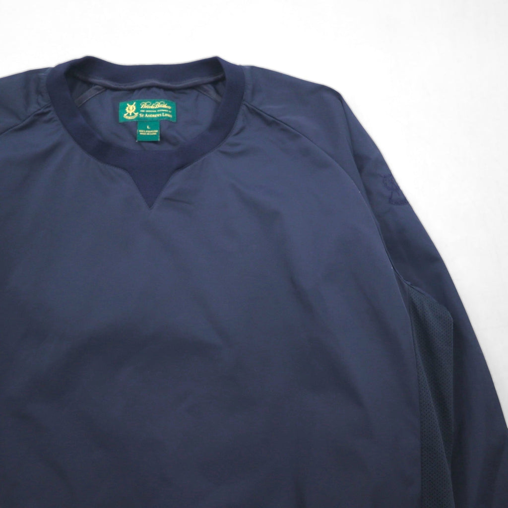 Brooks Brothers Giacca a vento pullover in nylon taglia L, blu navy con fianchi a costine, impermeabile ST ANDREWS LINKS