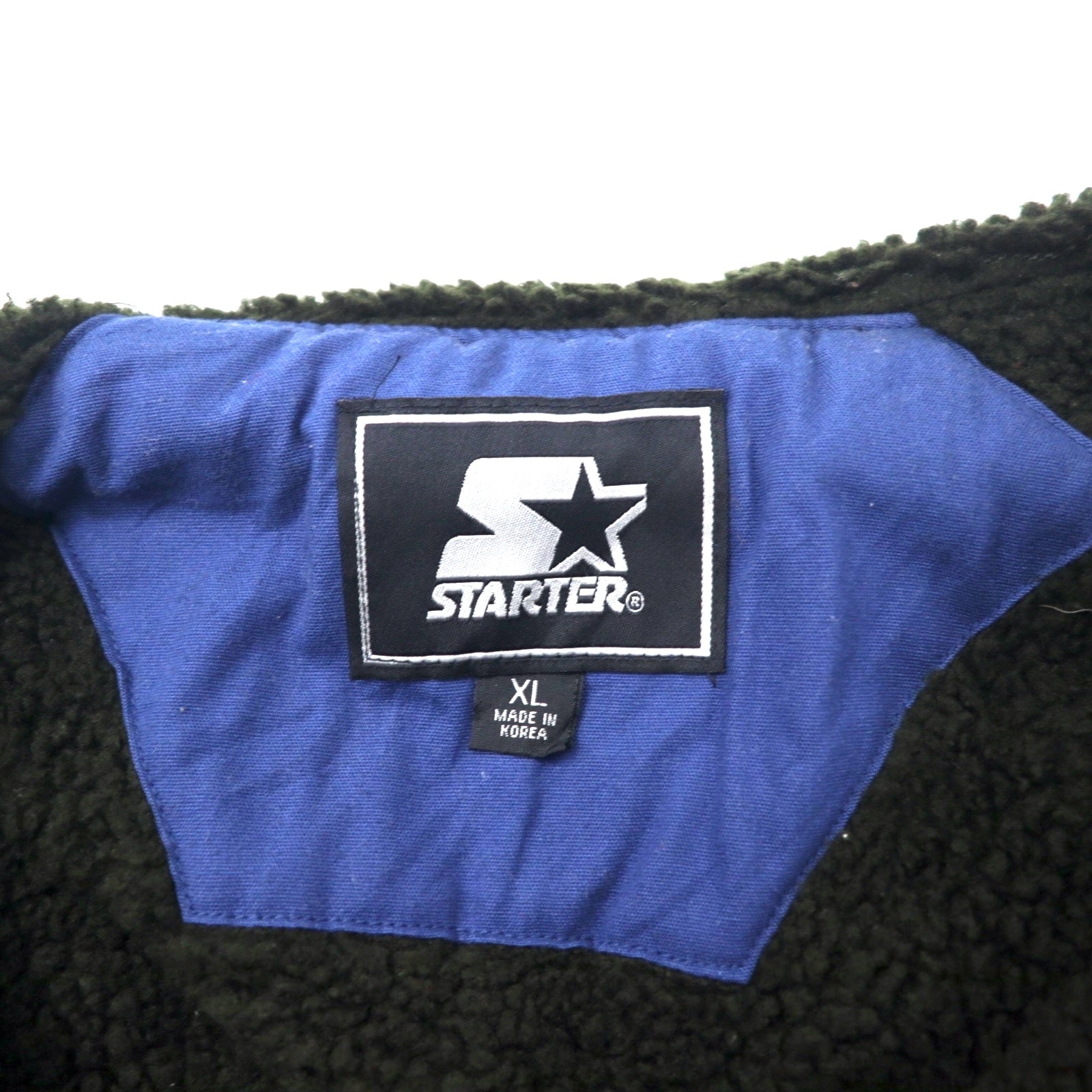 STARTER Anorak a mezza zip anni '90 XL Blu navy Cotone Fodera in pile Taglia grande