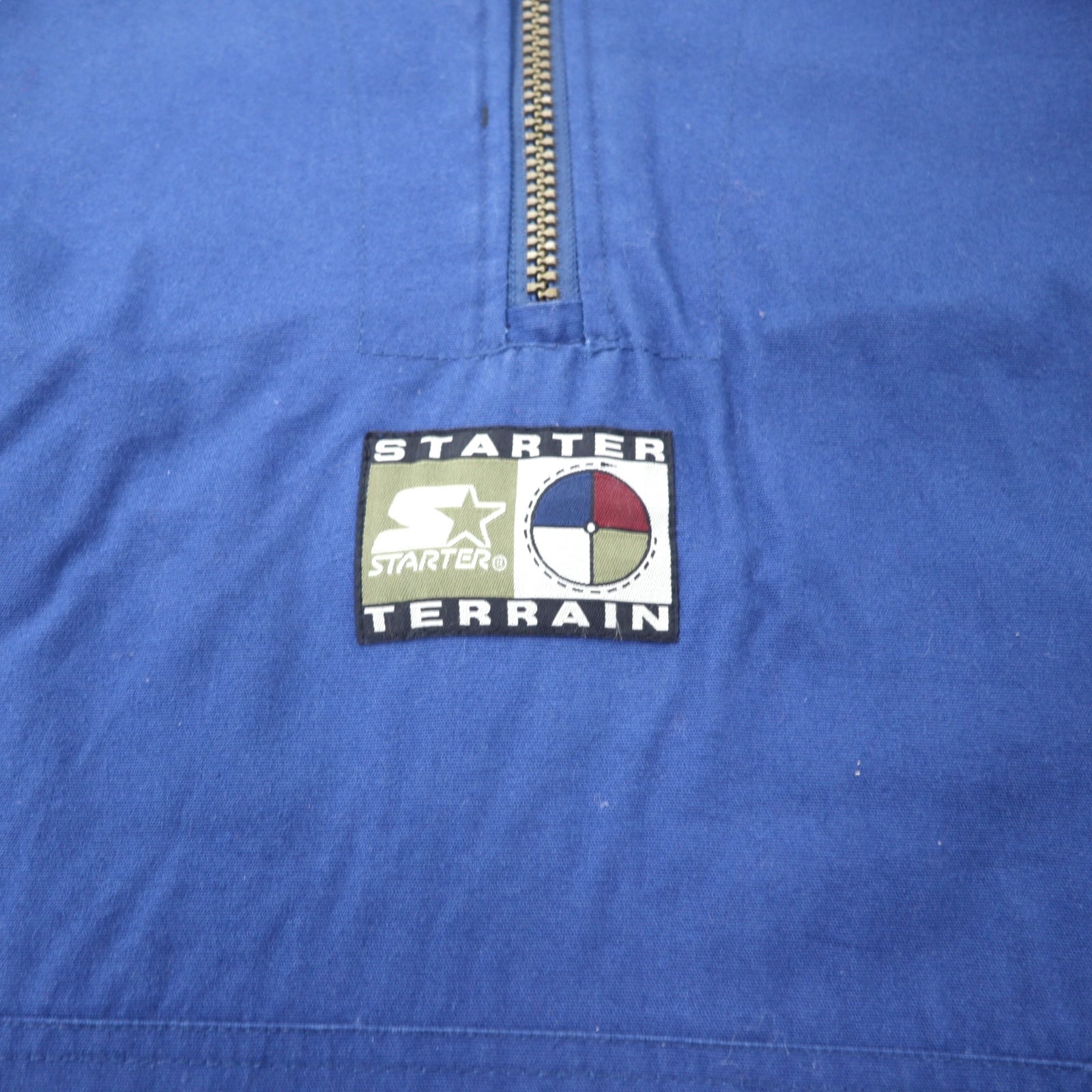 STARTER Anorak a mezza zip anni '90 XL Blu navy Cotone Fodera in pile Taglia grande