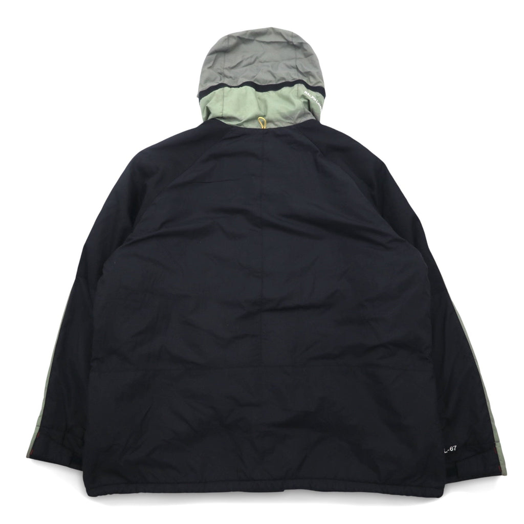 POLO JEANS Co. RALPH LAUREN anni '90, giacca a vento con cappuccio a scomparsa, taglia L, verde e nero, in nylon ripstop