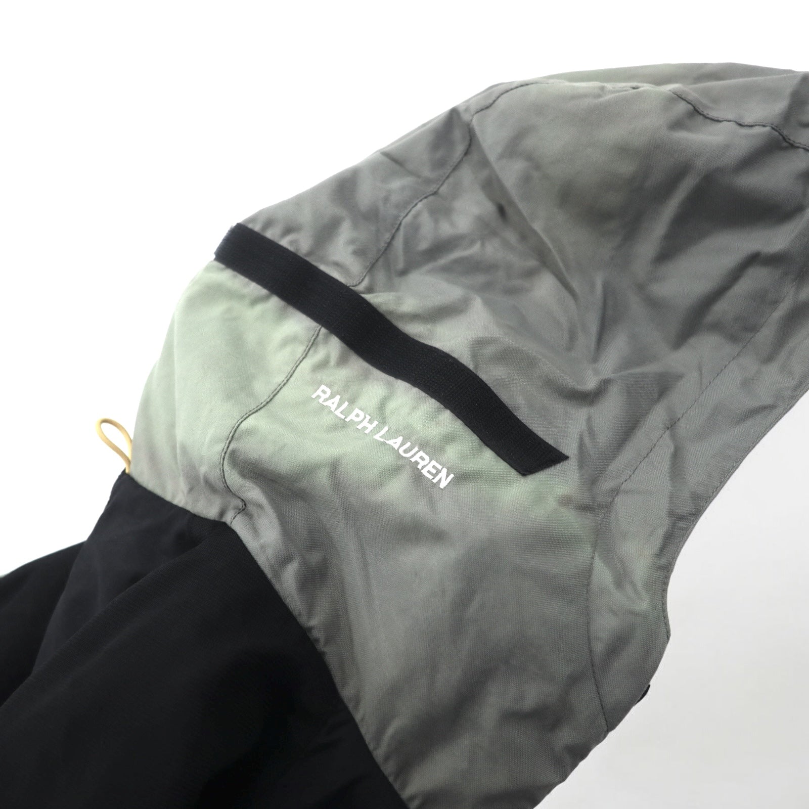 POLO JEANS Co. RALPH LAUREN anni '90, giacca a vento con cappuccio a scomparsa, taglia L, verde e nero, in nylon ripstop