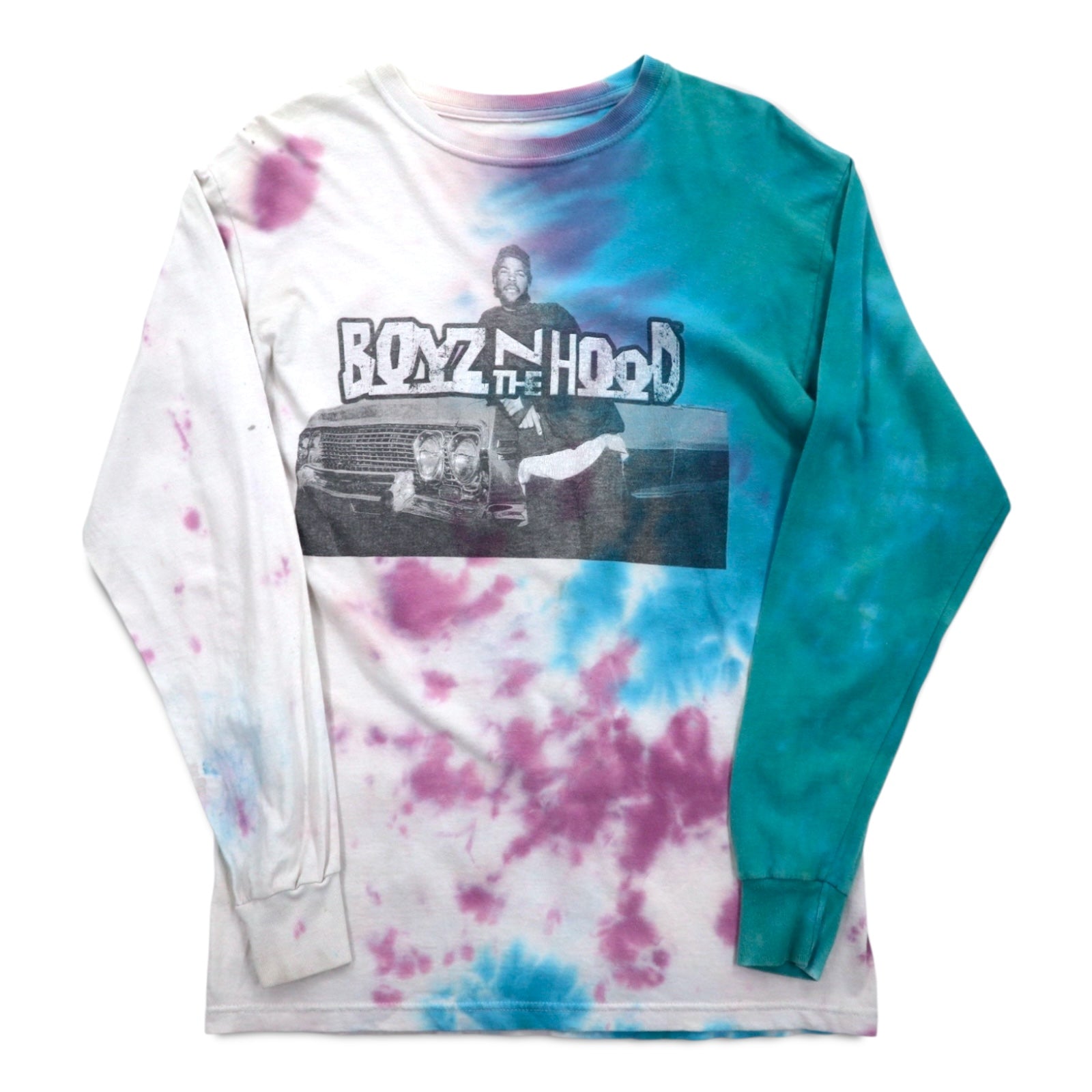BOYZ N THE HOOD Film anni '90 ICE CUBE Hip Hop T-shirt a maniche lunghe S Tie-dye N.W.A. Fatto in Messico