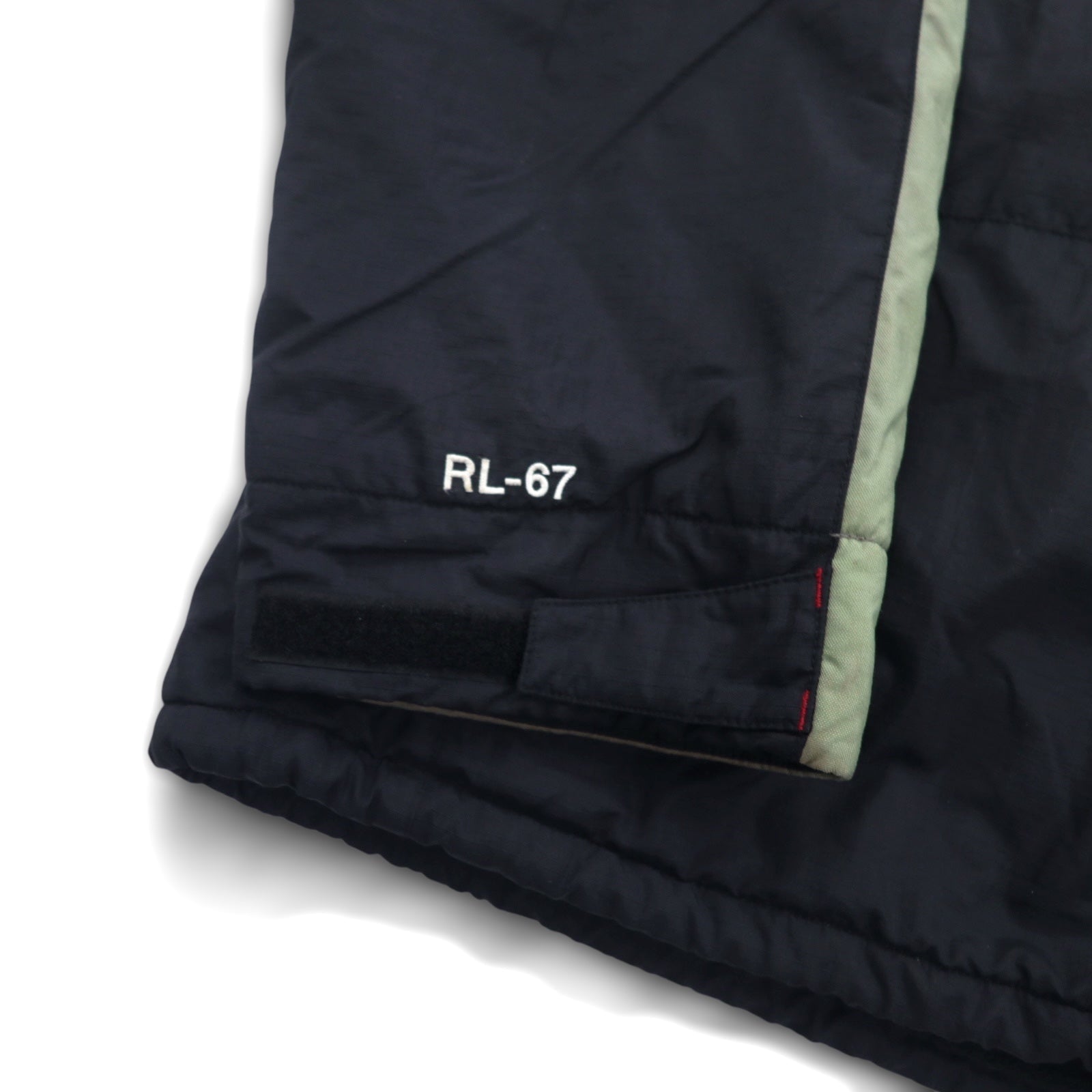 POLO JEANS Co. RALPH LAUREN anni '90, giacca a vento con cappuccio a scomparsa, taglia L, verde e nero, in nylon ripstop