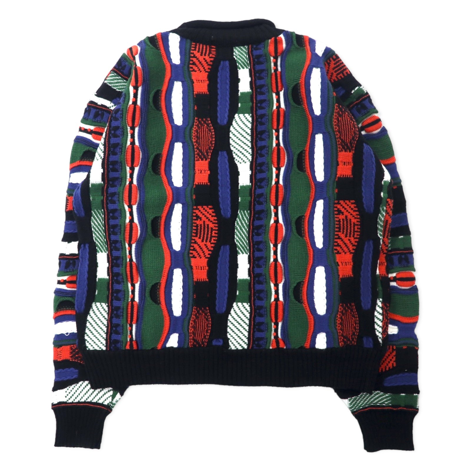 REGA SALINAS Maglione in maglia 3D anni '90, taglia M, multicolore, acrilico, fabbricato in Giappone