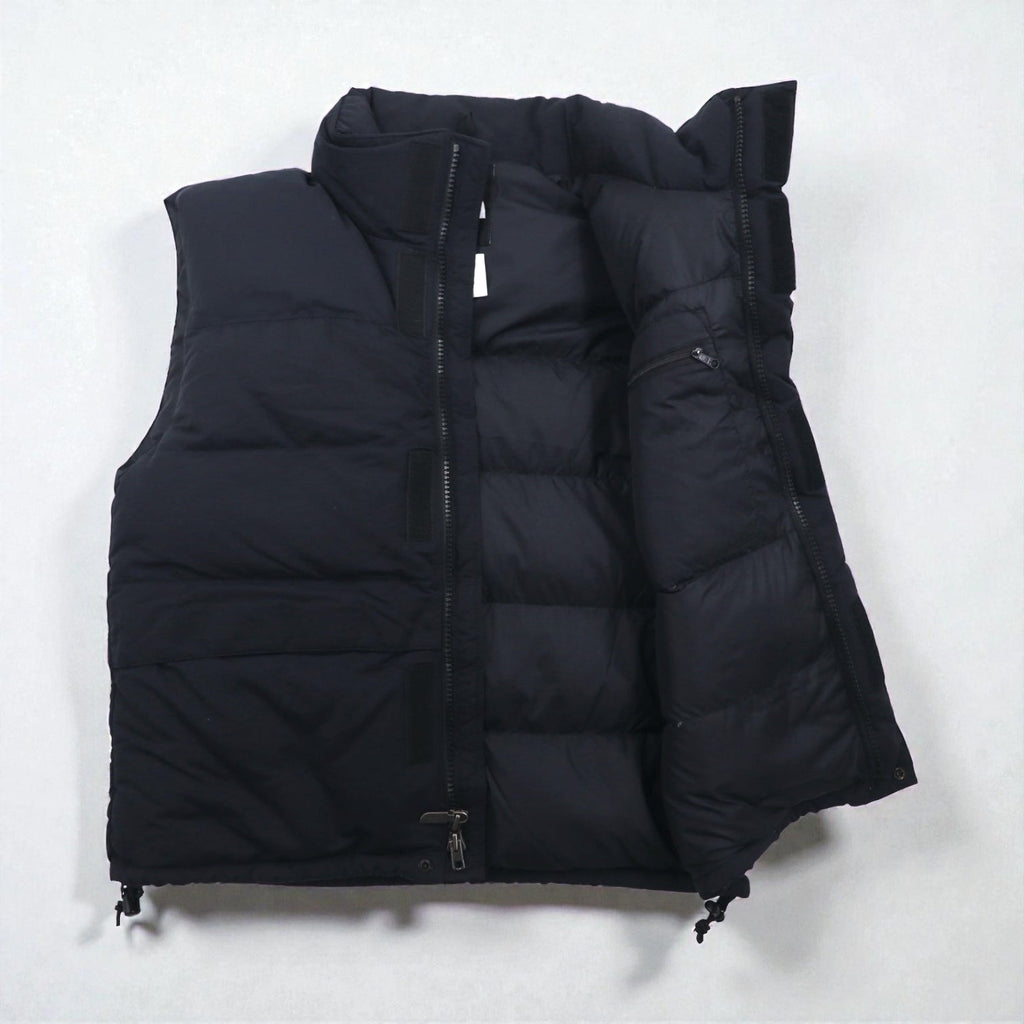 THE NORTH FACE ヌプシ グースダウン ベスト M ブラック ナイロン フード収納 ドローコード