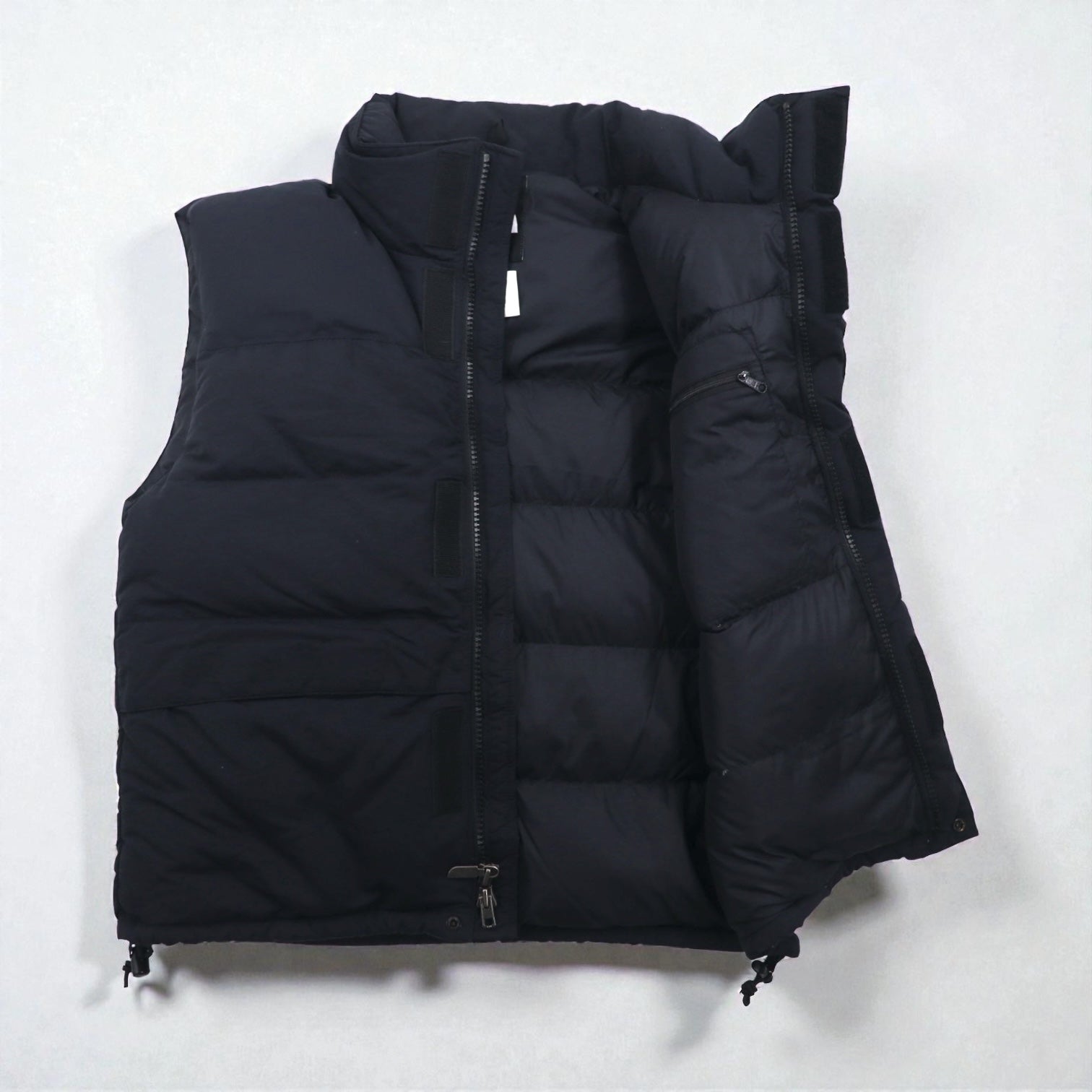 THE NORTH FACE ヌプシ グースダウン ベスト M ブラック ナイロン フード収納 ドローコード