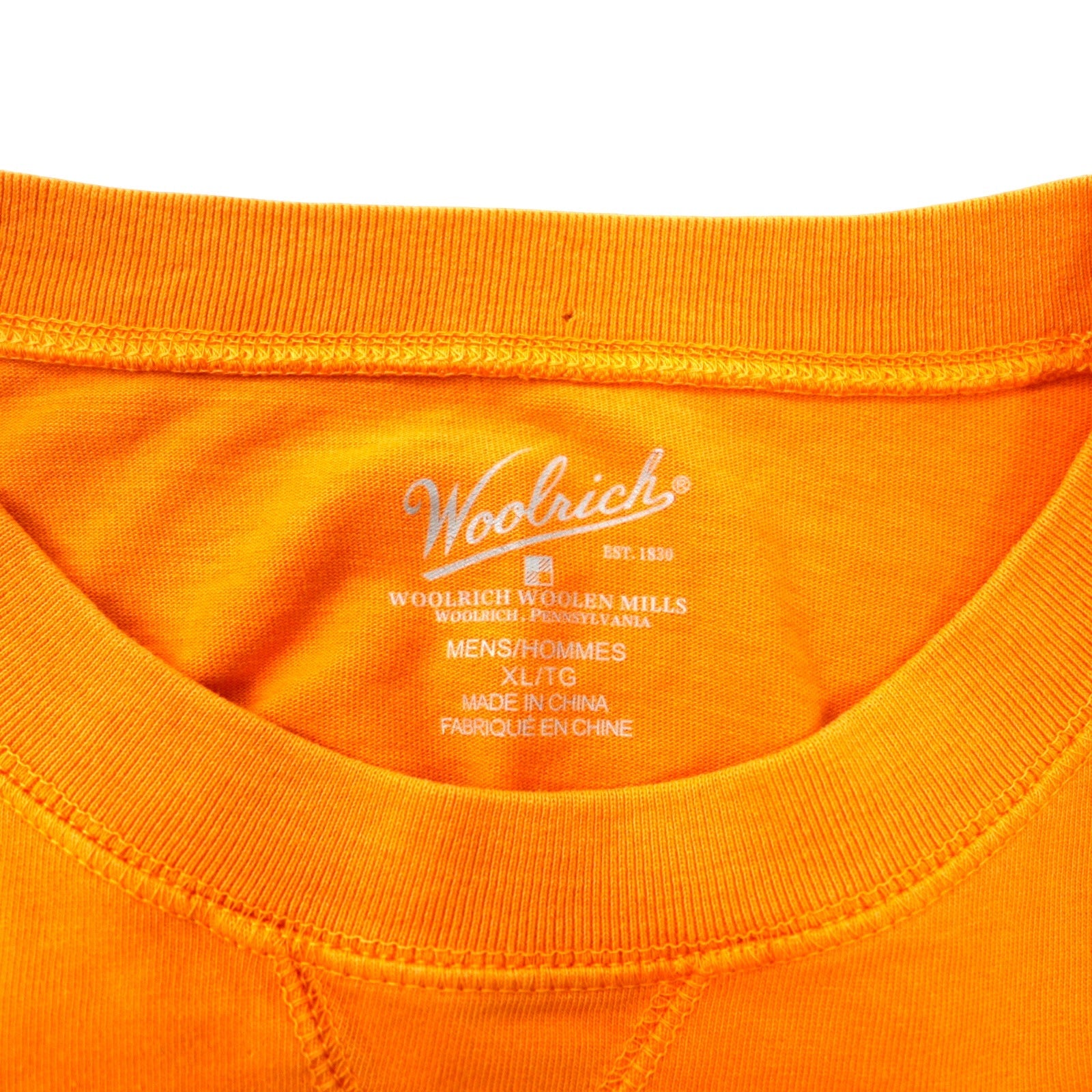 Woolrich T-shirt pesante XL arancione cotone scollo a V vestibilità ampia