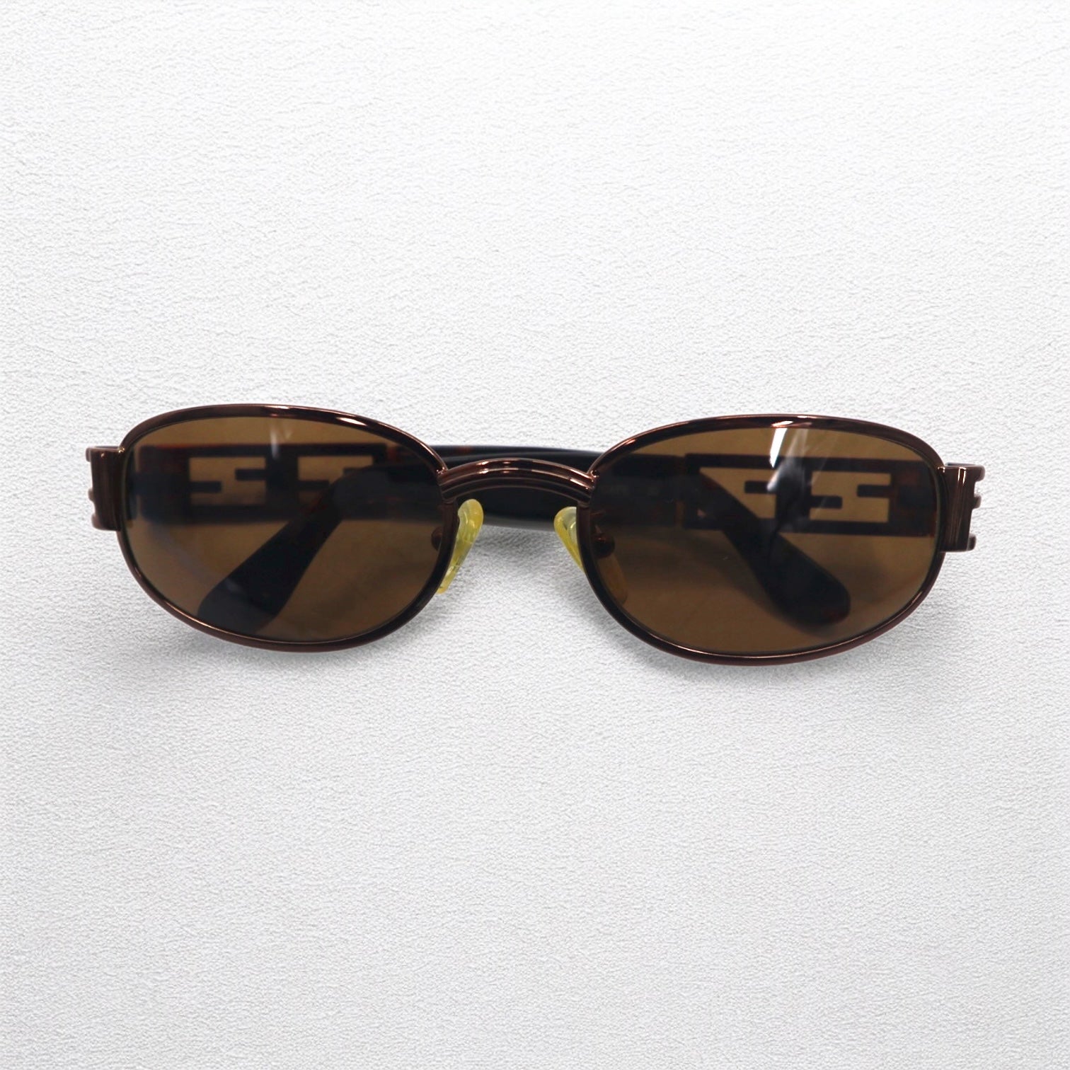 FENDI Occhiali da sole ovali vintage 130 montatura in metallo tartarugata ZUCCA FS175 CAFE Made in Italy