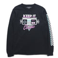 NINTENDO 1985 Nintendo T-Shirt a maniche lunghe Long Tee M Nero Stampa sulle maniche a scacchi