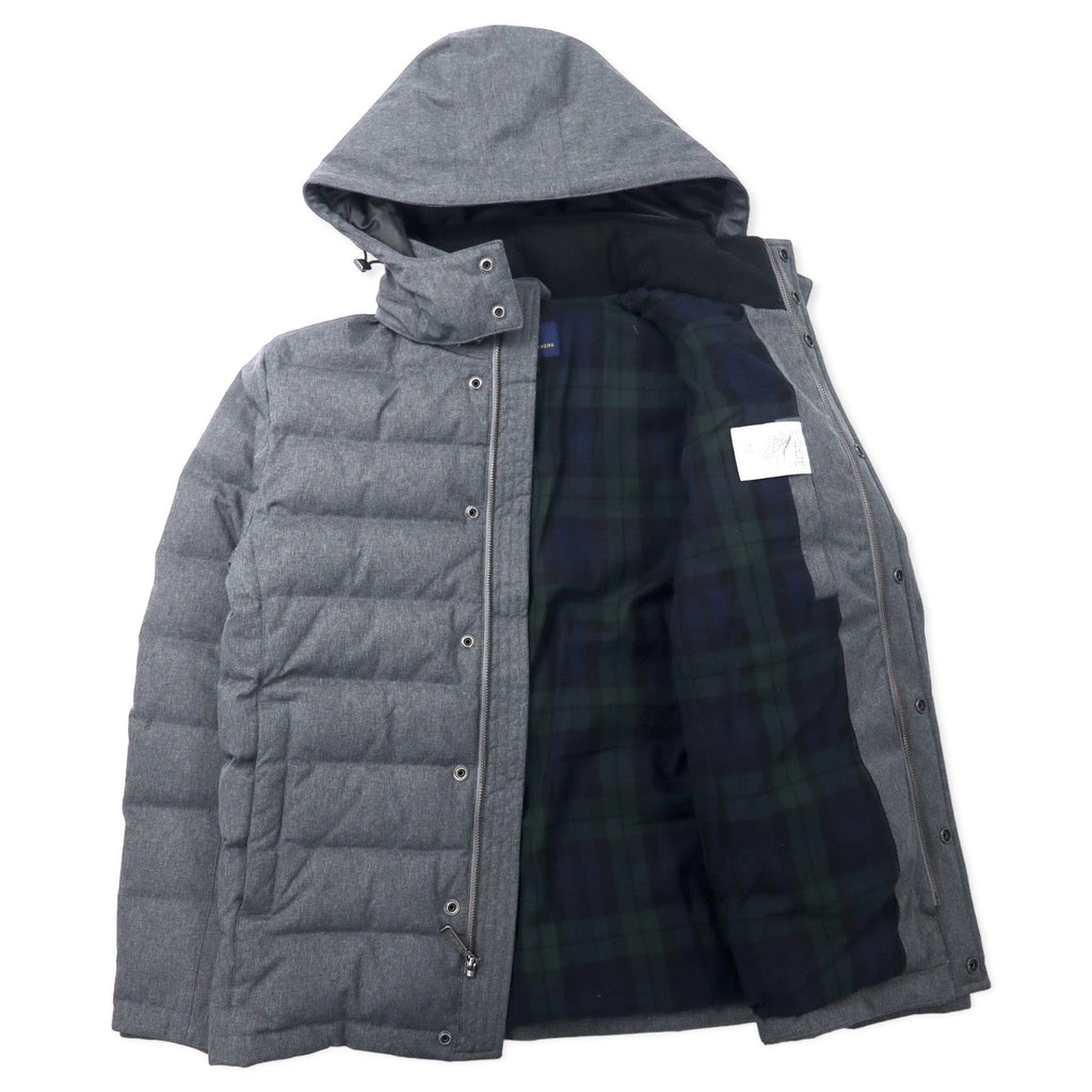 BROOKS BROTHERS Piumino S Grigio Poliestere Fodera a quadri Cappuccio rimovibile