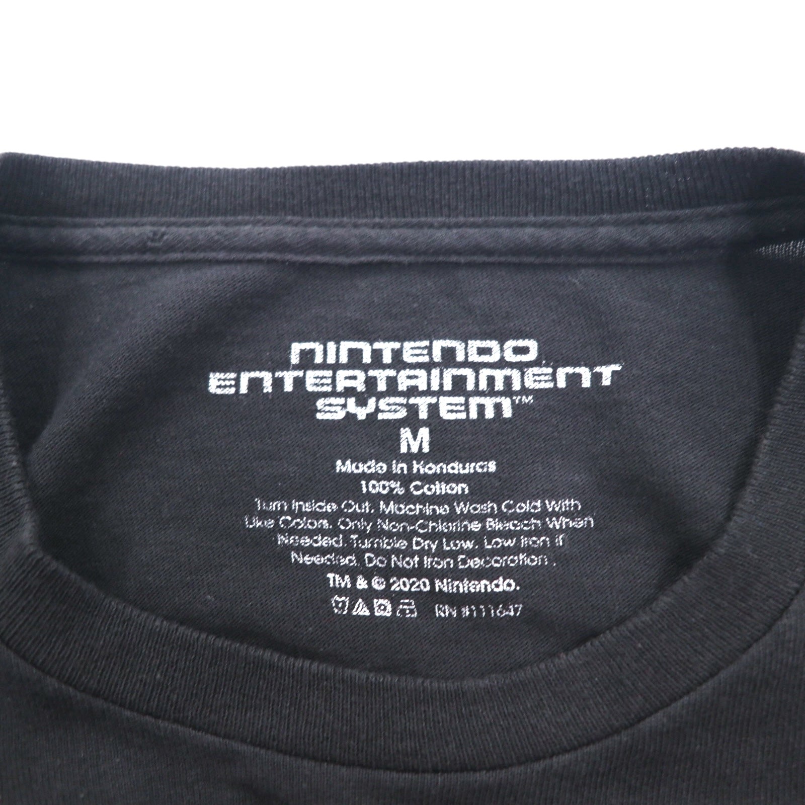 NINTENDO 1985 Nintendo T-Shirt a maniche lunghe Long Tee M Nero Stampa sulle maniche a scacchi