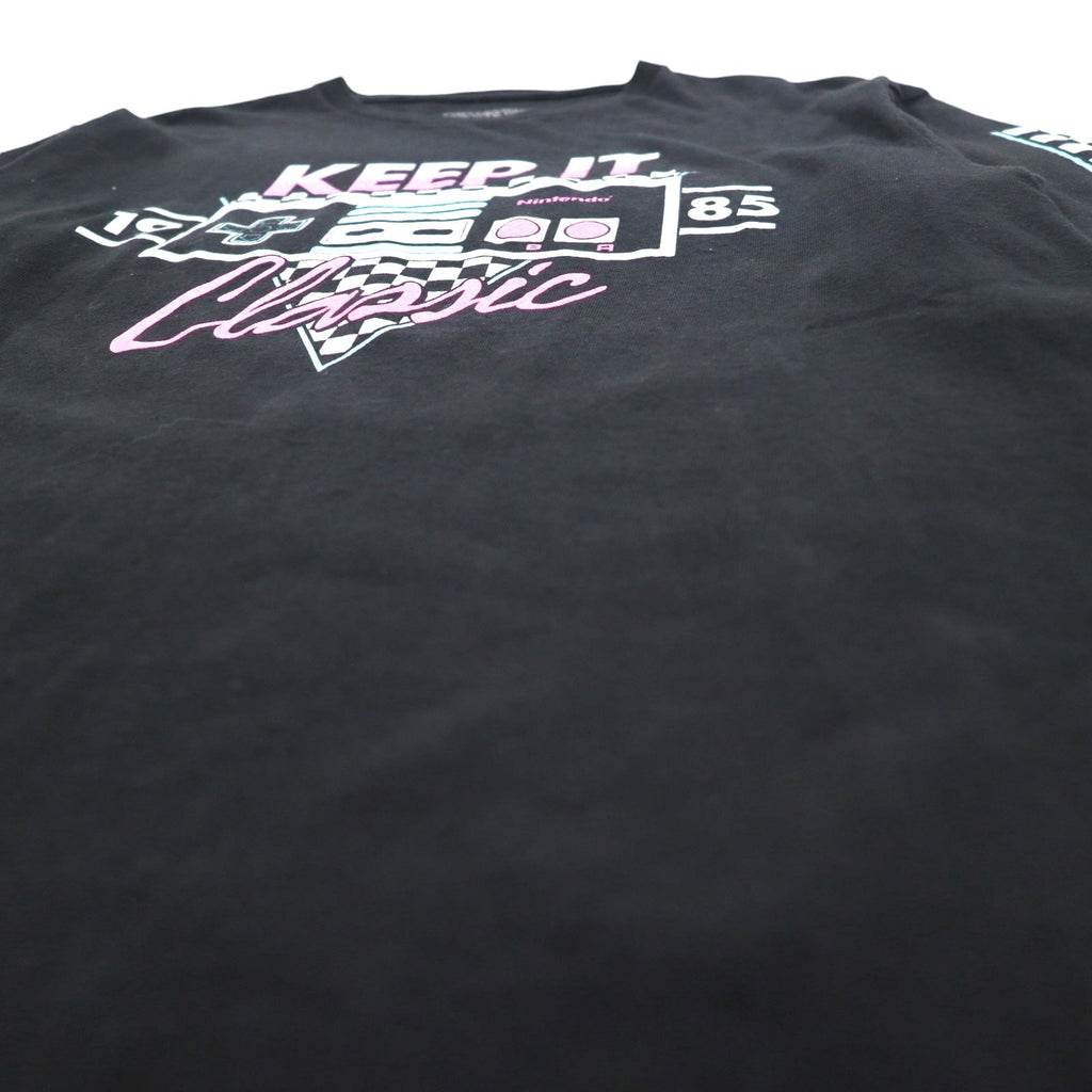 NINTENDO 1985 Nintendo T-Shirt a maniche lunghe Long Tee M Nero Stampa sulle maniche a scacchi