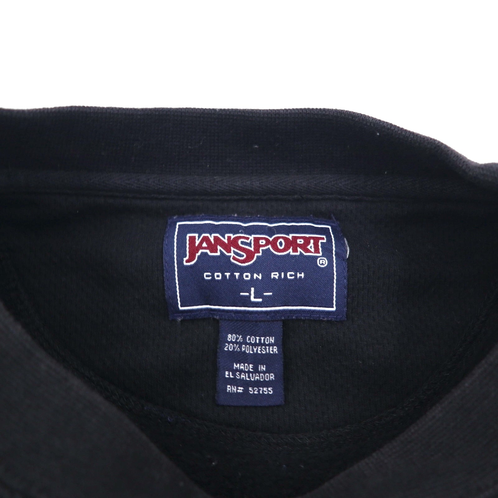 JANSPORT Felpa universitaria girocollo con scollo a V, taglia L, nera, UW OSHKOSH TITANS, prodotta in El Salvador