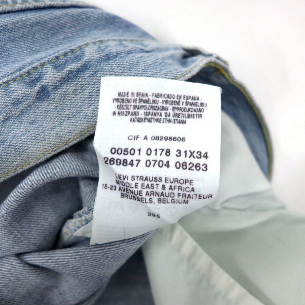 Levi's Made in Spain Anni 2000 Euro Levi's 501 Jeans 31 Blu Ice Wash Cotone Chiusura a bottoni Retro bottone 295 501-0178
