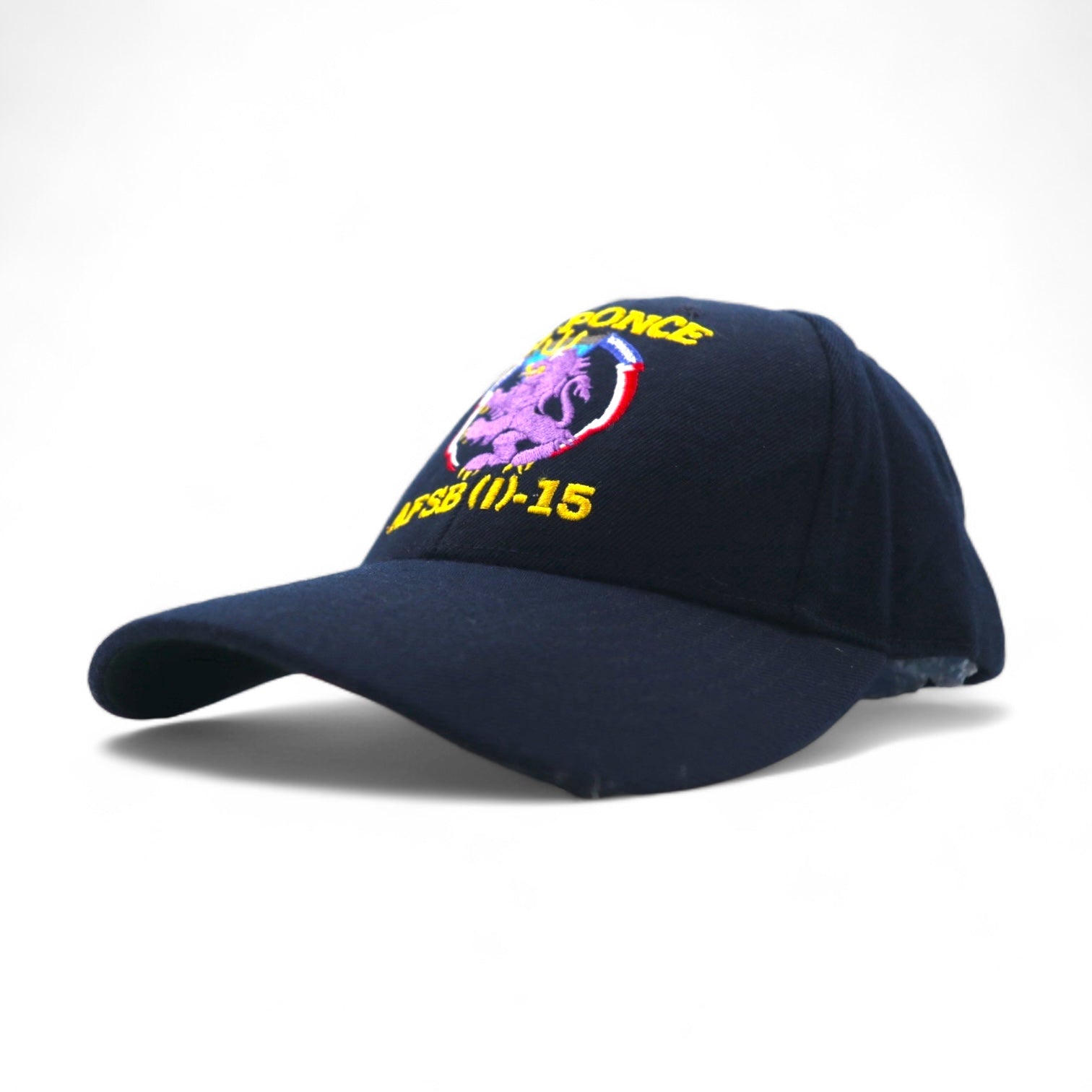 Cappello USS PONCE della Marina degli Stati Uniti, anni '90, made in USA, taglia unica, con cinturino, blu navy, gabardine di lana, Proud Lion, militare, THE CORPS