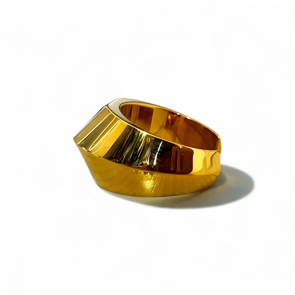 SAINT LAURENT PARIS Bracciale a cerchio in metallo oro nero, bracciale a manetta largo