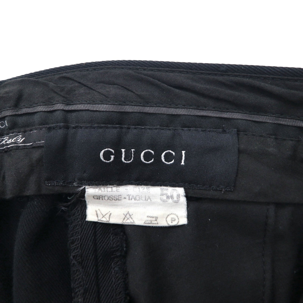 GUCCI イタリア製 ワイド フレア スラックスパンツ L ブラック コットン