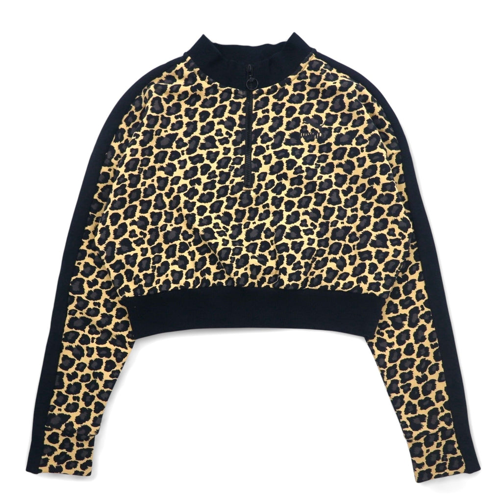 PUMA Felpa corta mezza zip M Leopardata Beige Felpata Linea laterale