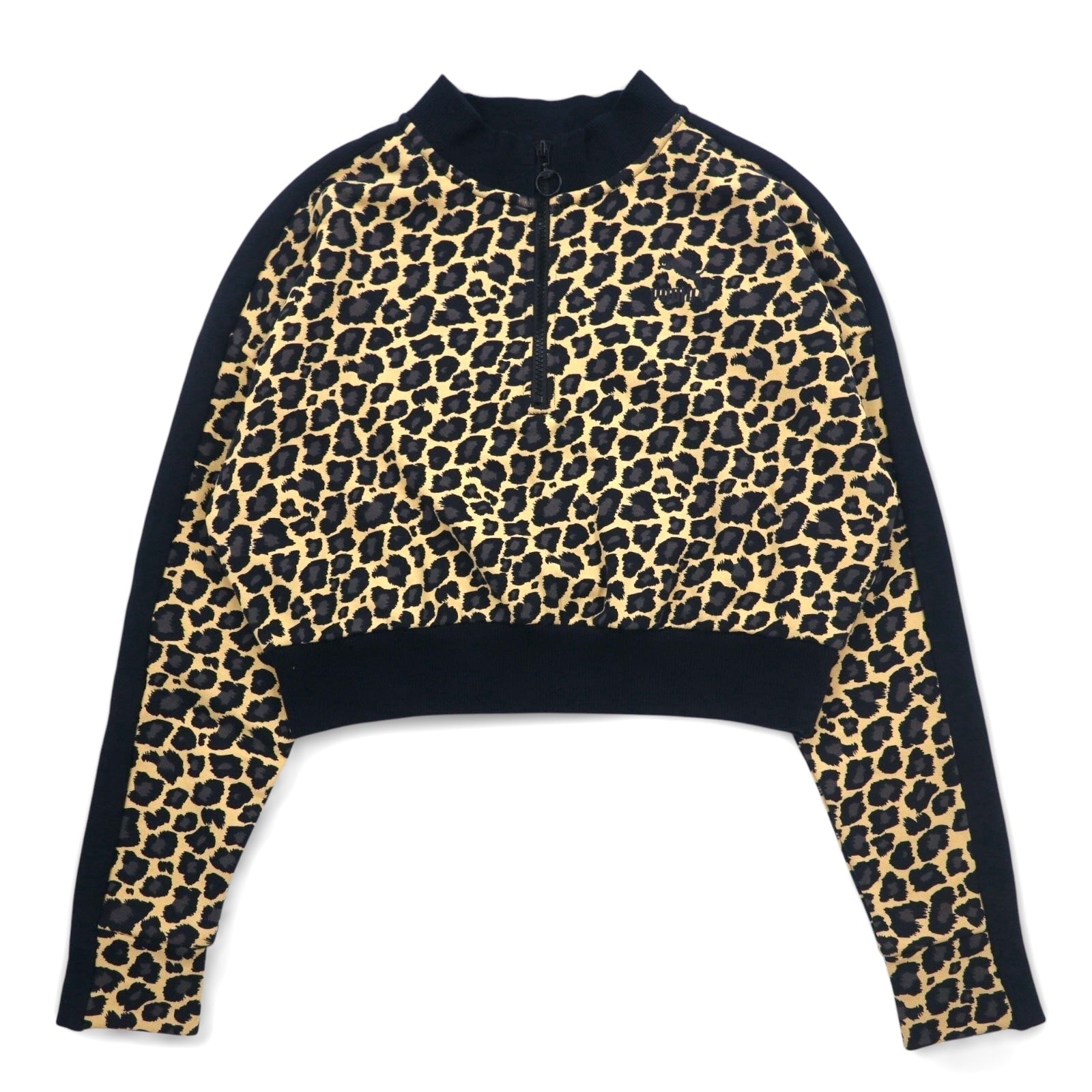 PUMA Felpa corta mezza zip M Leopardata Beige Felpata Linea laterale