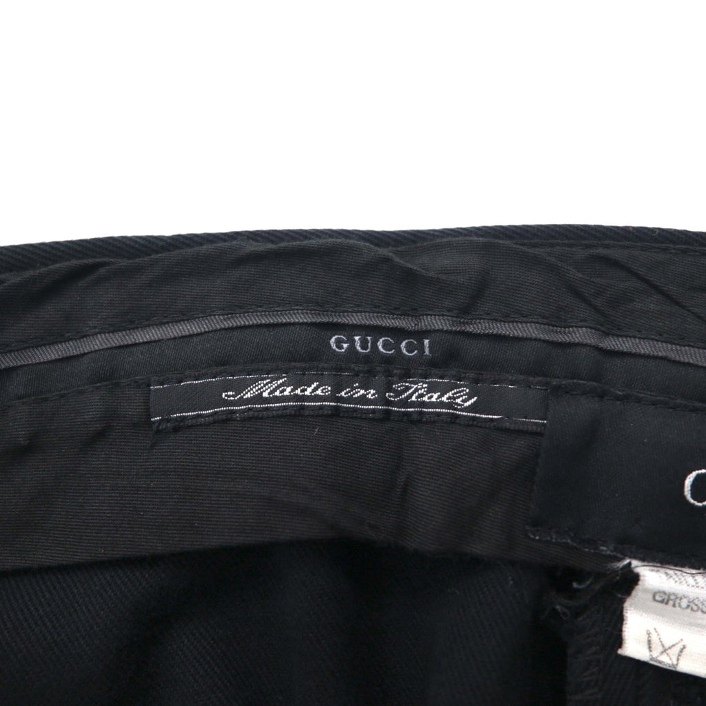 GUCCI イタリア製 ワイド フレア スラックスパンツ L ブラック コットン