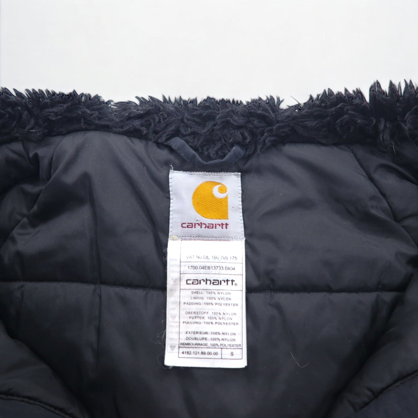 Carhartt N-3B Piumino L Nero Nylon Imbottitura Pelliccia Staccabile Coulisse Doppia Cerniera ANCHORAGE PARKA