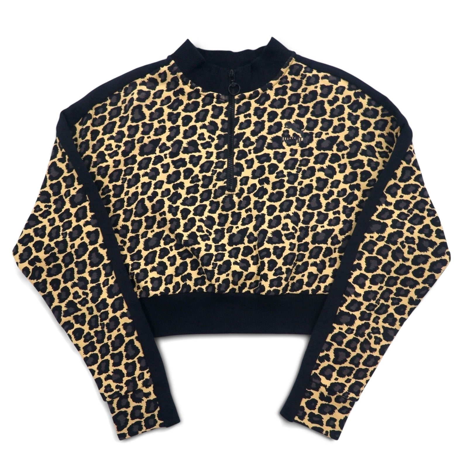 PUMA Felpa corta mezza zip M Leopardata Beige Felpata Linea laterale
