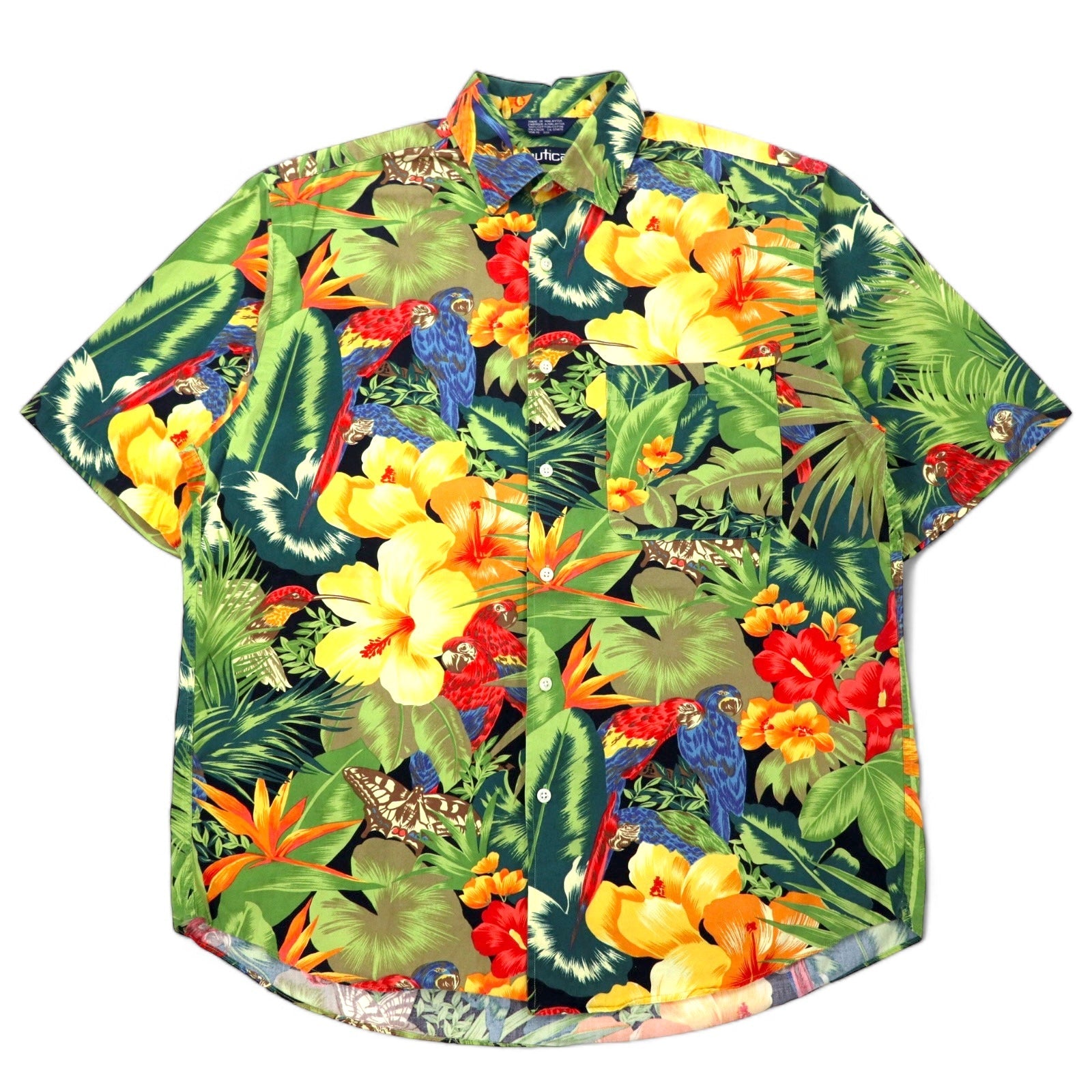 nautica anni '90 camicia hawaiana M multicolore cotone floreale botanico