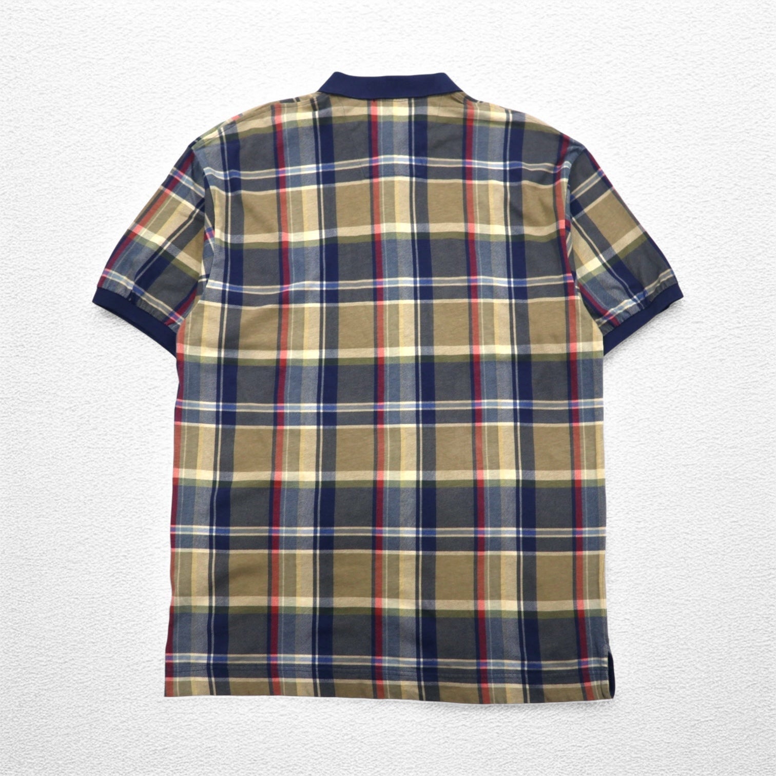 Polo Nautica anni '90, taglia XL, blu navy, a quadri, in cotone, con logo ricamato.