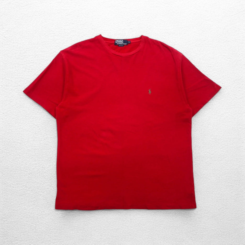Polo by Ralph Lauren 90年代 シングルステッチ 鹿の子 Tシャツ L レッド コットン スモールポニー刺繍