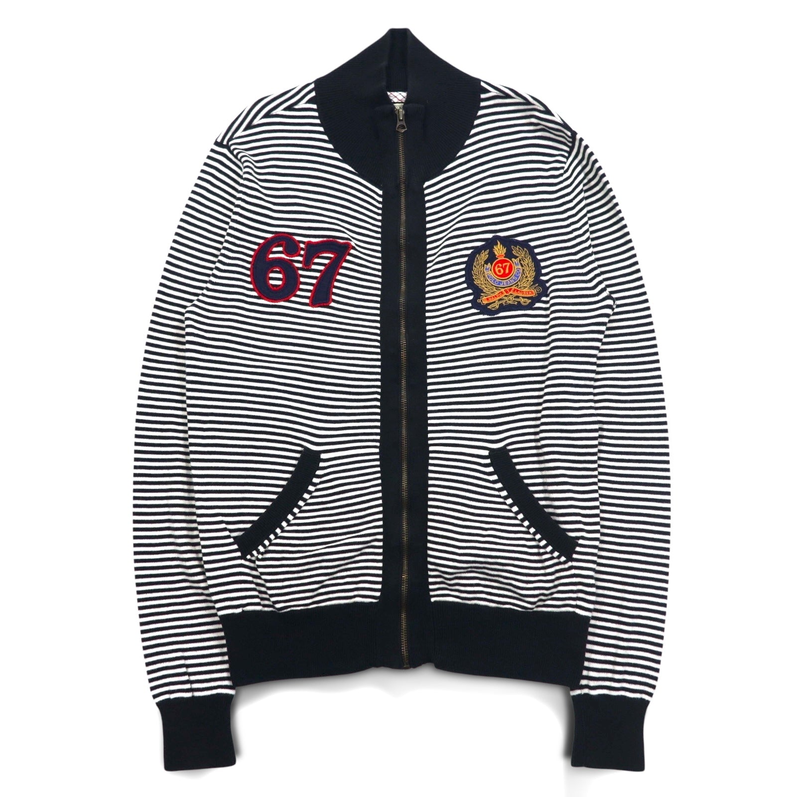 POLO JEANS COMPANY RALPH LAUREN ドライバーズニット フルジップ カーディガン L ボーダー TALONジップ