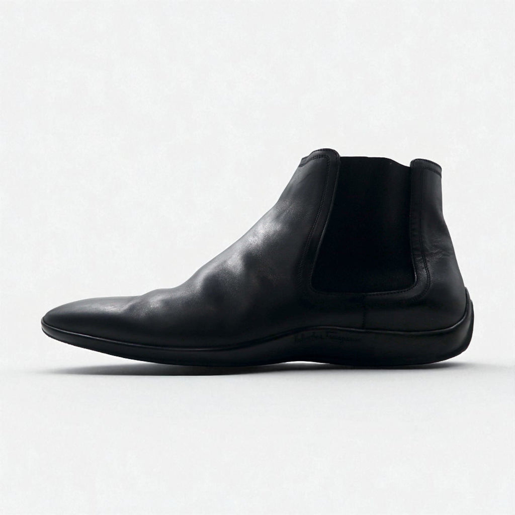 Salvatore Ferragamo stivaletti Chelsea boots con elastico laterale 27cm pelle nera VF 20202 D17 Made in Italy